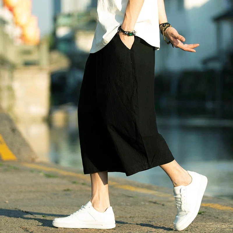 Aonga Men Harajuku Harem Pants  New Mens Summer Cotton Linen Joggers Pants Male Vintage Chinese Style Sweatpants Fashions