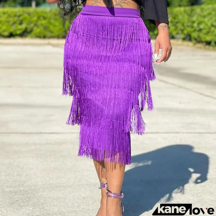 Summer women's dress fringed fashion flowy skirt midi skirt