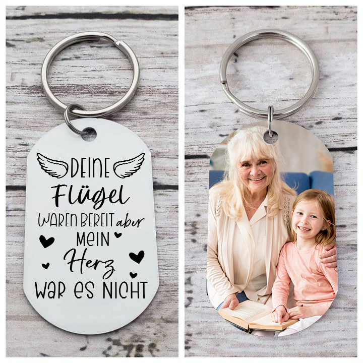 Deine Flügel Waren Bereit Mein Herz War Es Nicht Kettenmachen Personalisierbares Foto Trauer Schlüsselanhänger-Deine