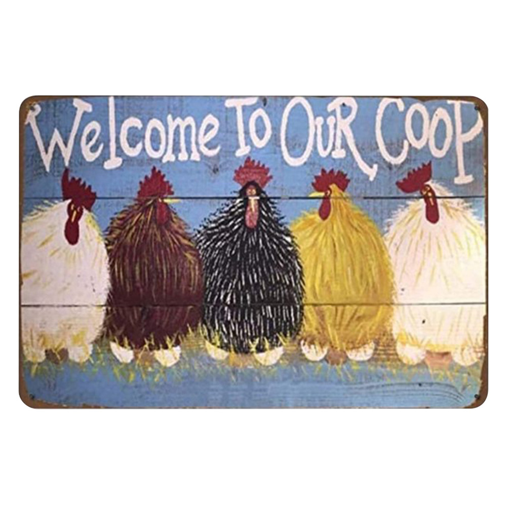 Welcome to our chicken cooperative - Vintage Tin Signs - （8*12Inch)