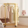 Circular Drying Rack with Wheels Display Hanging Clothes Rack for Clothing Store