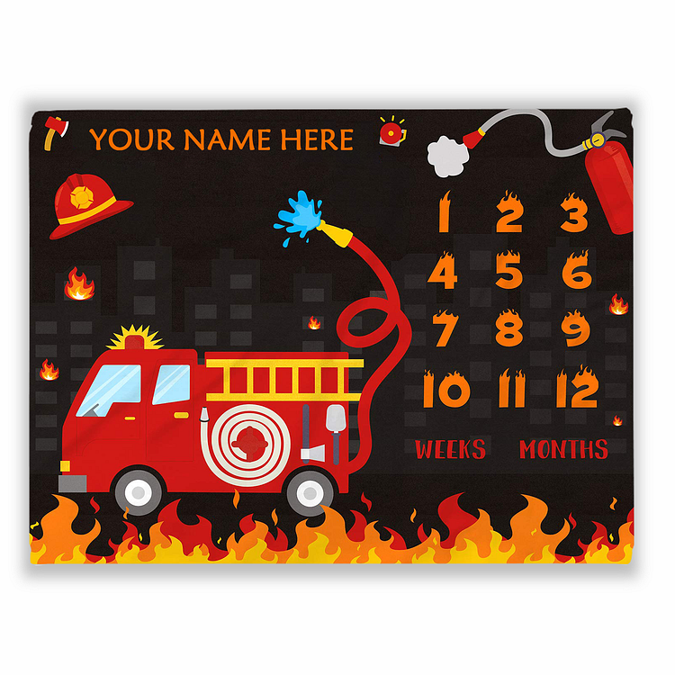 BlanketCute-Personalized Lovely Kid Fire Truck Blanket with Your Kid's Name | 08