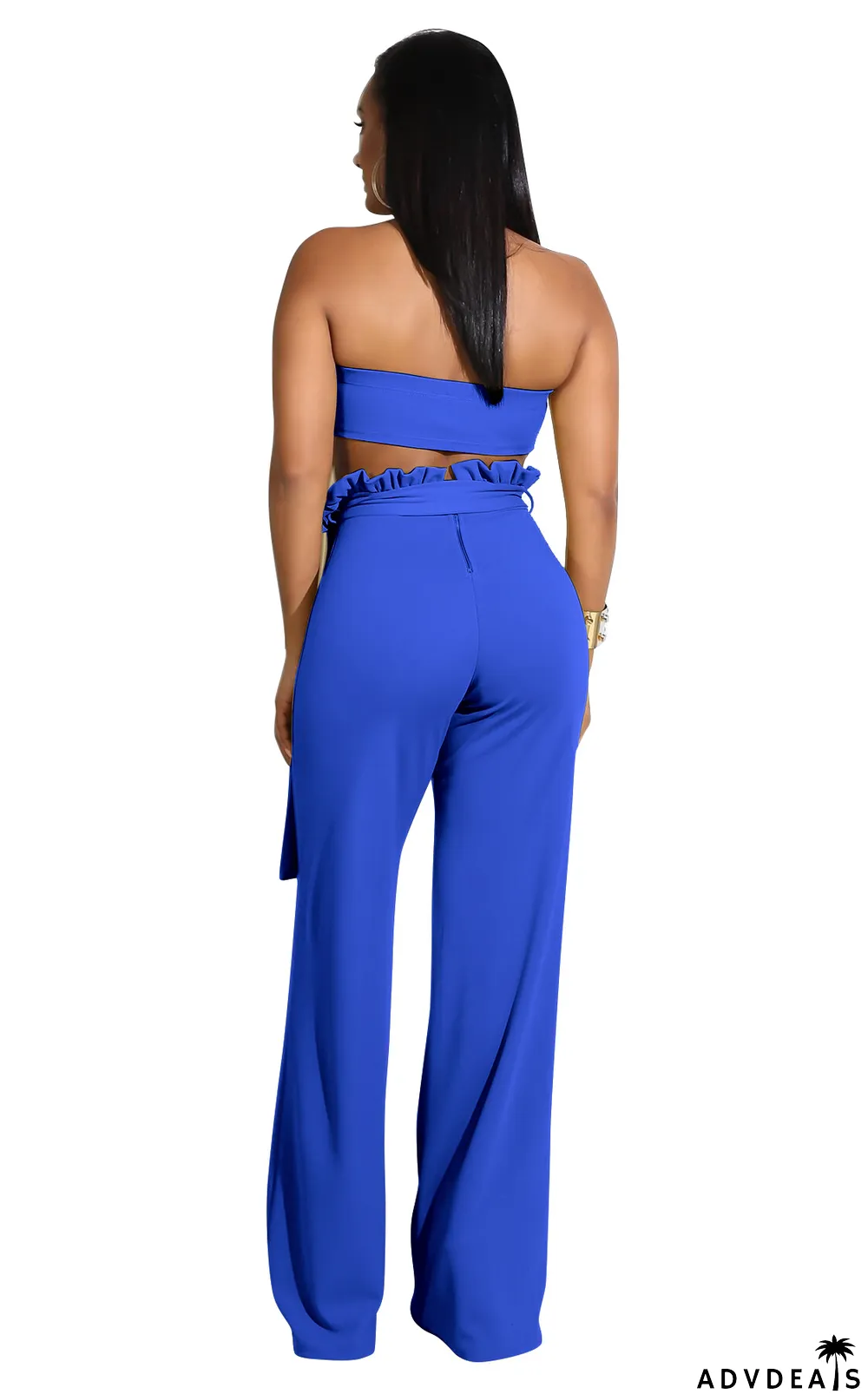 Solid Tube Top And Pants Two Piece Sets