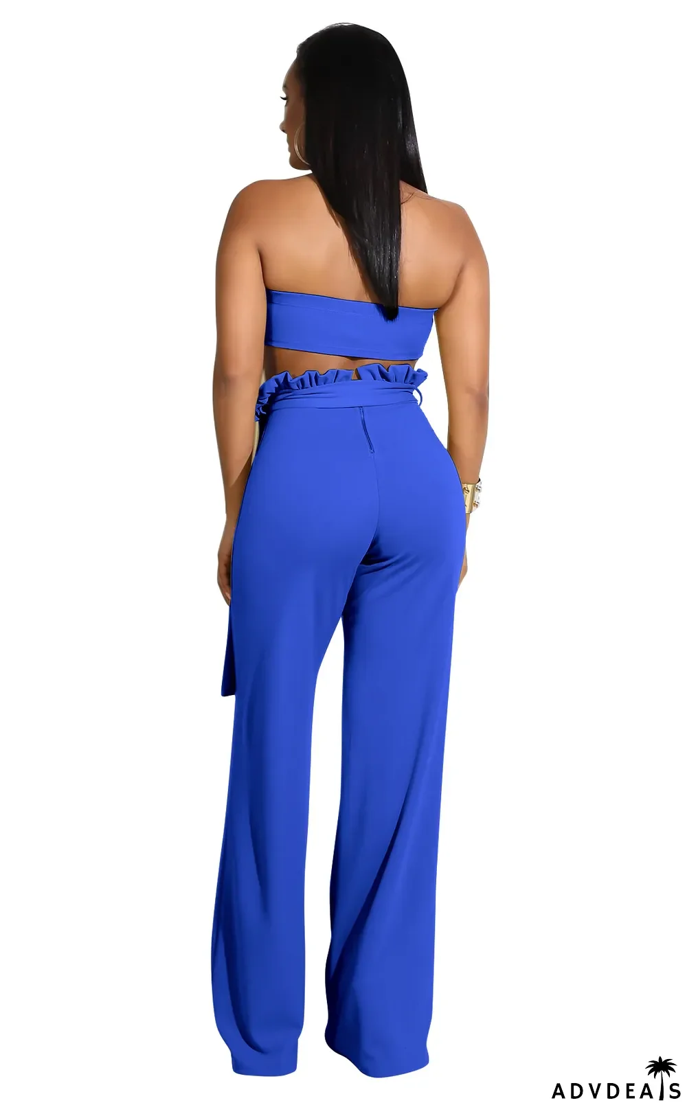Solid Tube Top And Pants Two Piece Sets