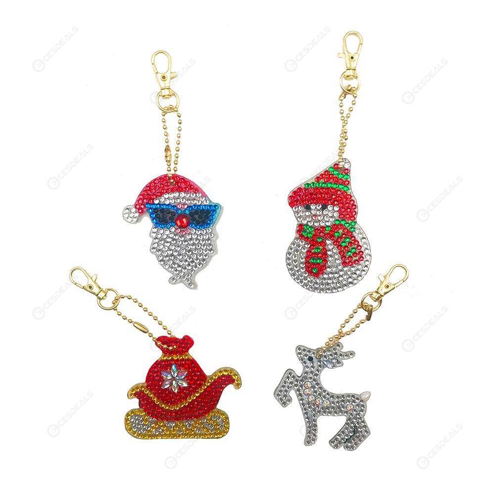 

4pcs Christmas Decorations-DIY Creative Diamond Keychain, 501 Original