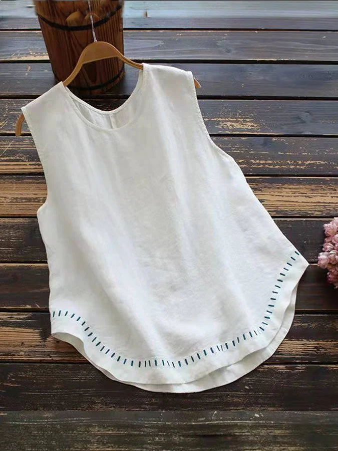 Women's Vintage Round Neck Casual Vest