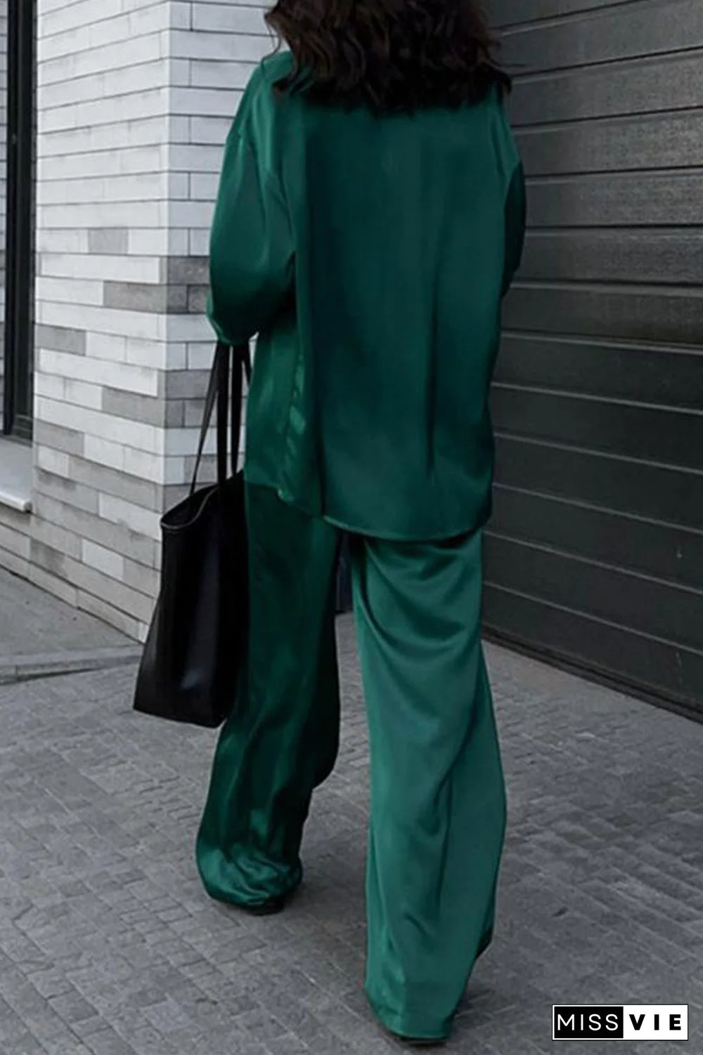 Casual Simplicity Solid Pocket Turndown Collar Long Sleeve Two Pieces