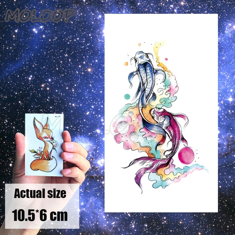 Tattoo Sticker Little Half Face Cat Element Small Animal Flower Water Transfer Temporary Fake Body Art Tatoo for Kid Girl Boy