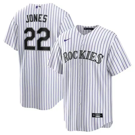 Men's Colorado Rockies #22 Nolan Jones  White Home Replica Jersey