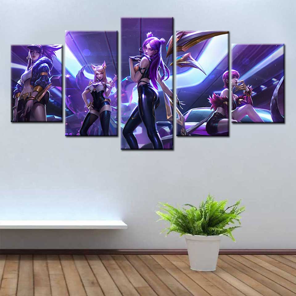 5 Pieces LOL Game KDA Akali Poster HD Canvas Painting Wall Art Game Posters and Prints Wall Pictures For Living Room Home Decor