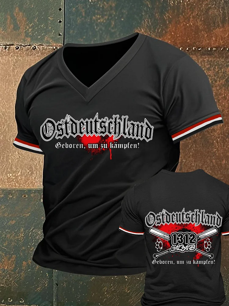 Herren Ostdeutsch lan Geboren Um Zu Kämpfen Bedrucktes Kurzarm-T-Shirt