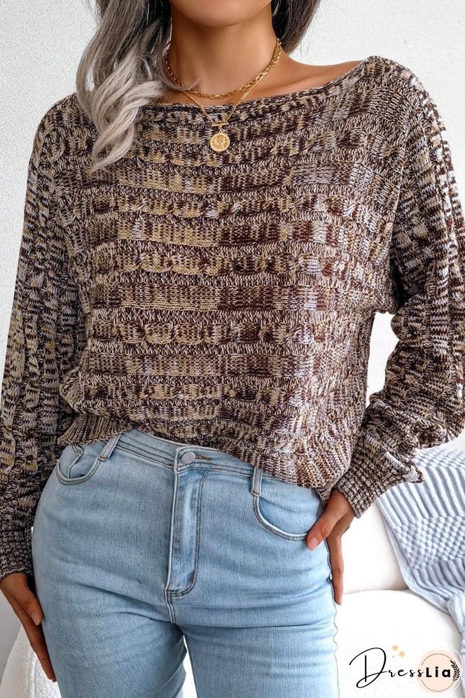 Cable Knit Wide Shoulder Short Length Sweaters Top