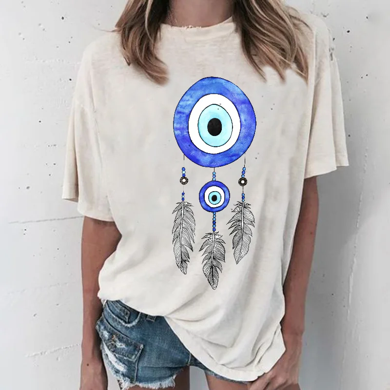   Evil Eyes Feathers Printed T-shirt Designer - Neojana