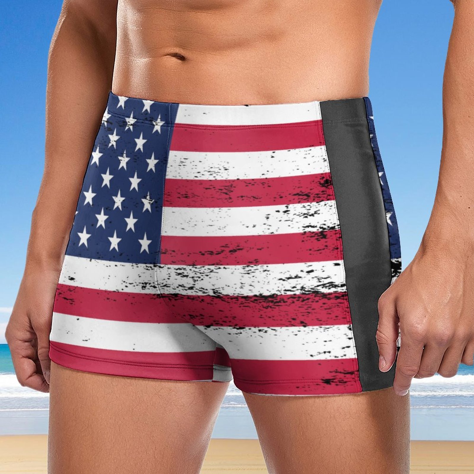 SFNEEWHO United States Flag Distressed Style Stars Stripes Swim Brief ...