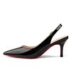Women's 60mm Kitten Heel Slingback Red Bottom Pumps Patent Wedding Shoes