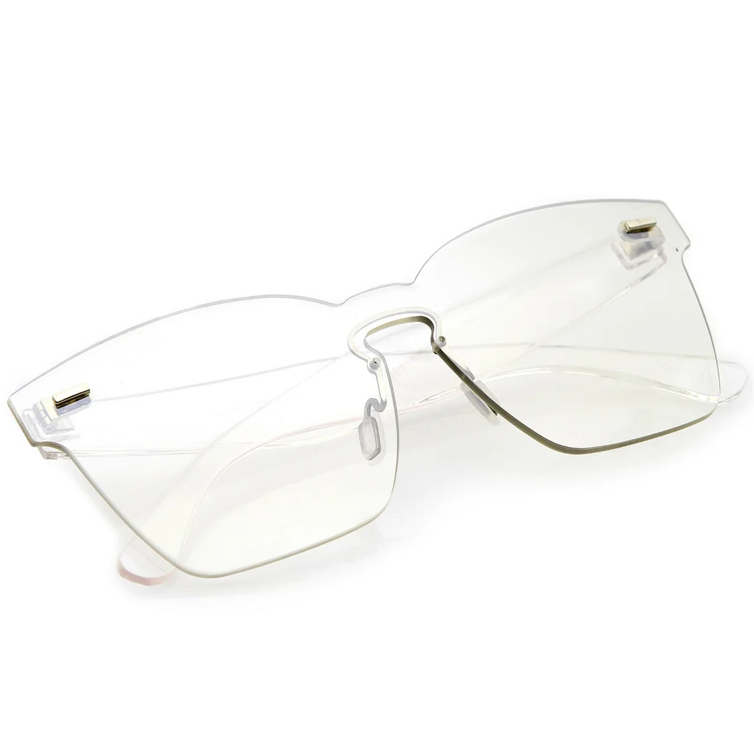 Oversize Rimless Keyhole Nose Bridge Mono Lens Horn Rimmed glasses 63mm