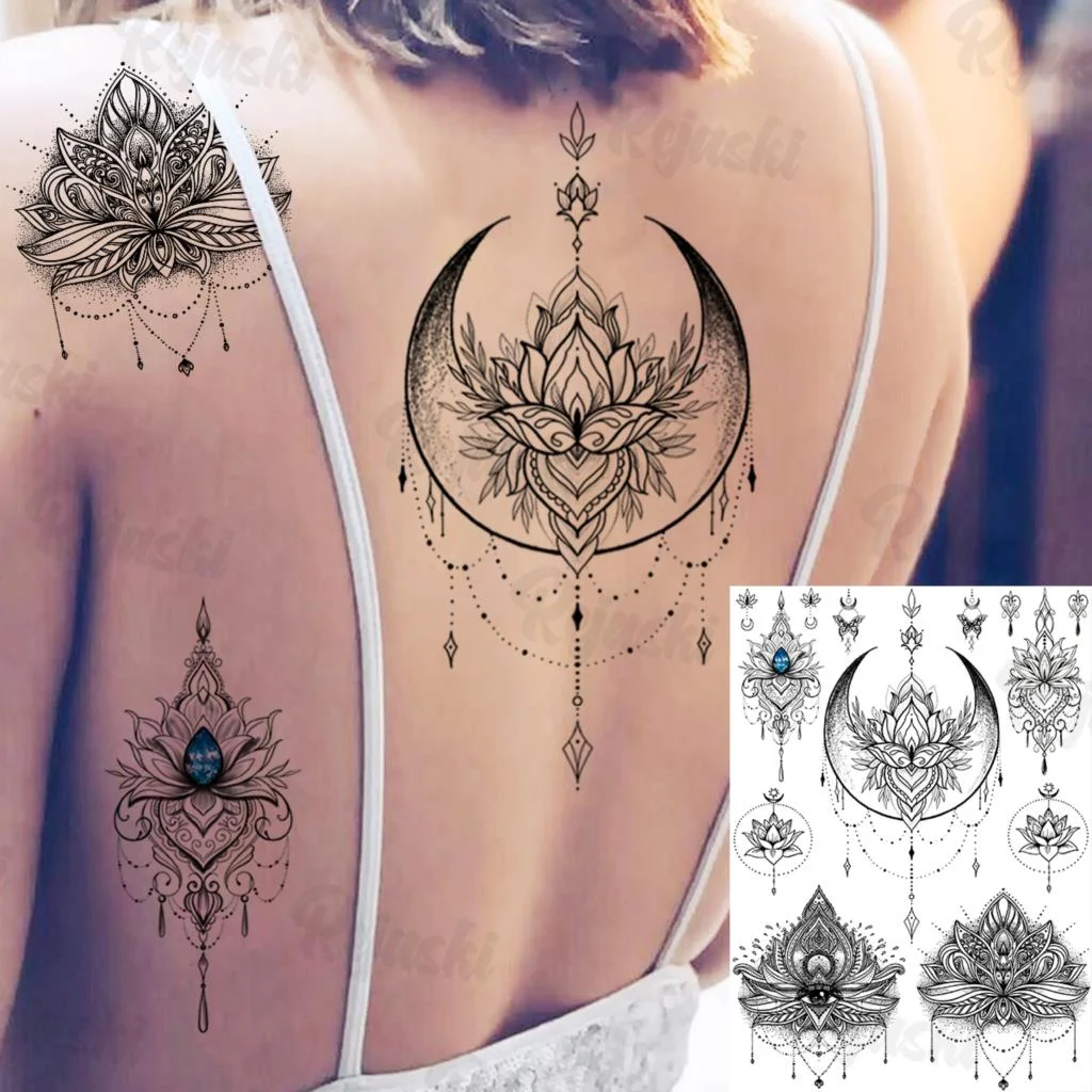 Sdrawing Elephant Pendant Temporary Tattoos For Women Men Lion Butterfly Snake Feather Fake Tattoo Sticker Glamour Back Body Tatoos
