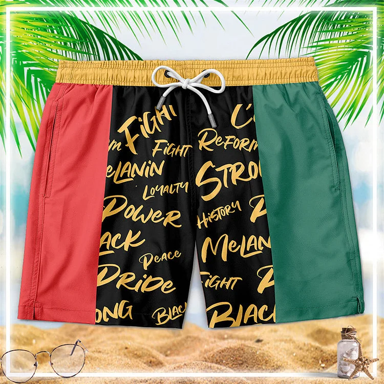 RYG Melanin Pride Summer Beach Shorts