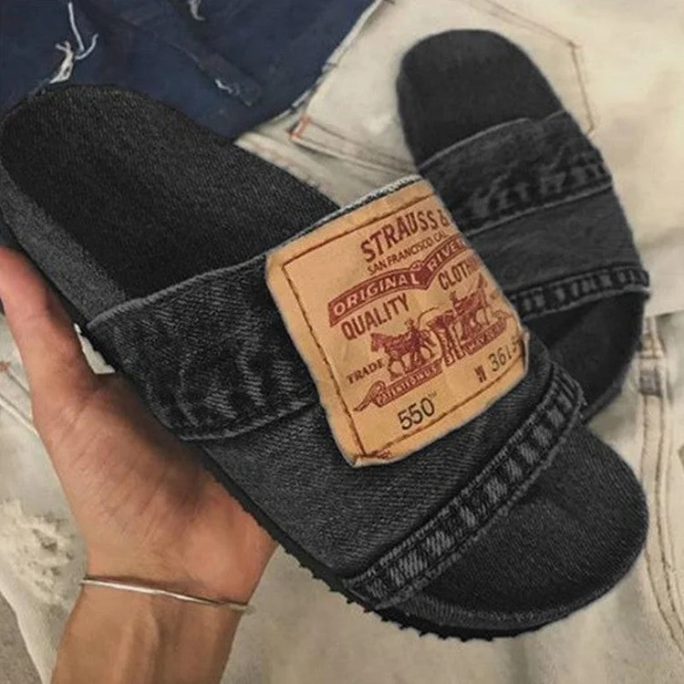 ® Denim Open Toe Slippers