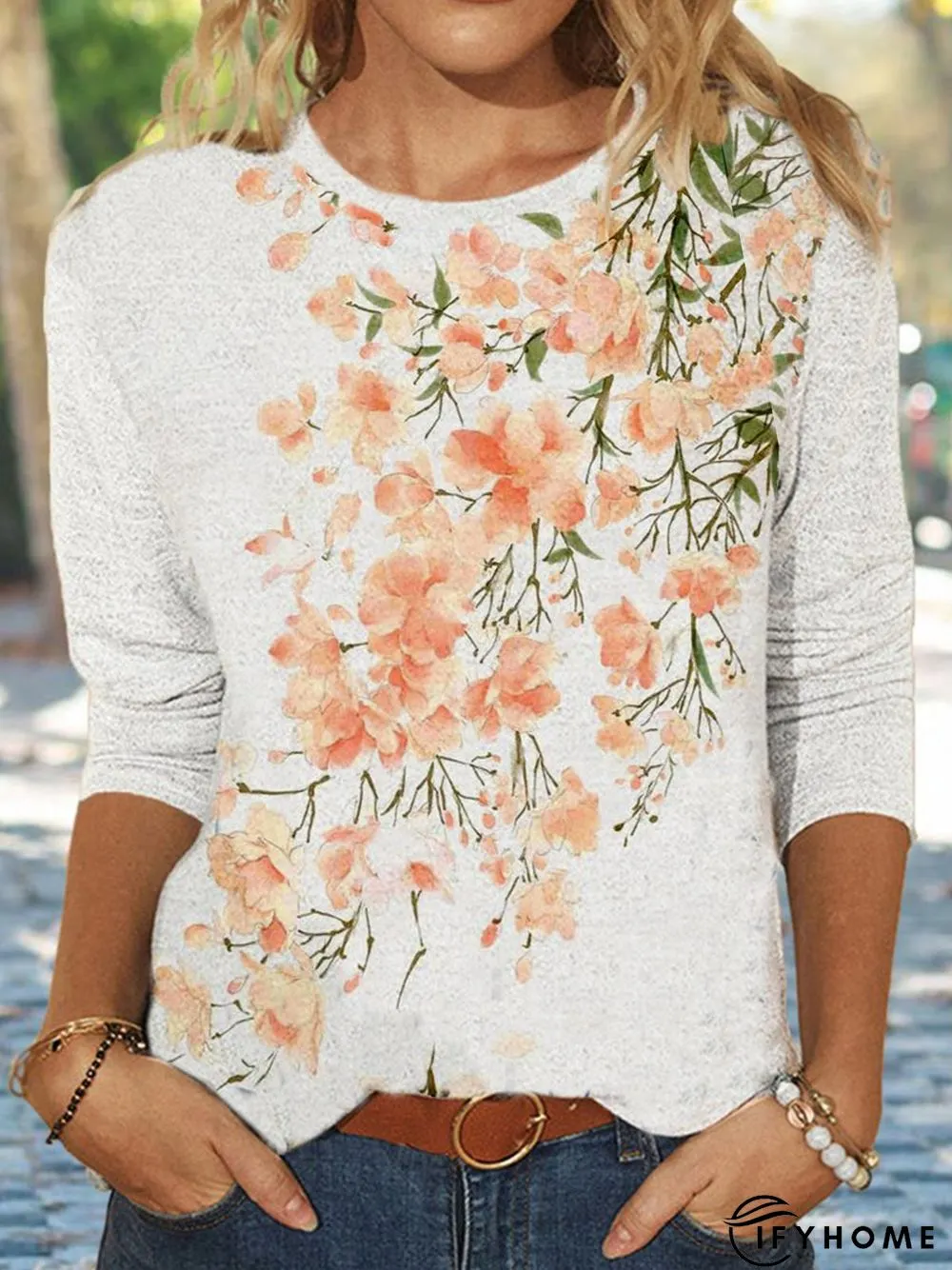 Regular Fit Floral Crew Neck T-Shirt | IFYHOME