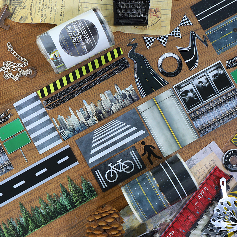 PET 테이프 - 60mm*200cm 킬로미터 경계 시리즈 빈티지 시티 로드