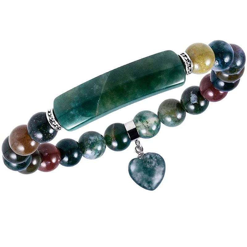 Natural Quartz Love Heart Healing Beads Bracelet