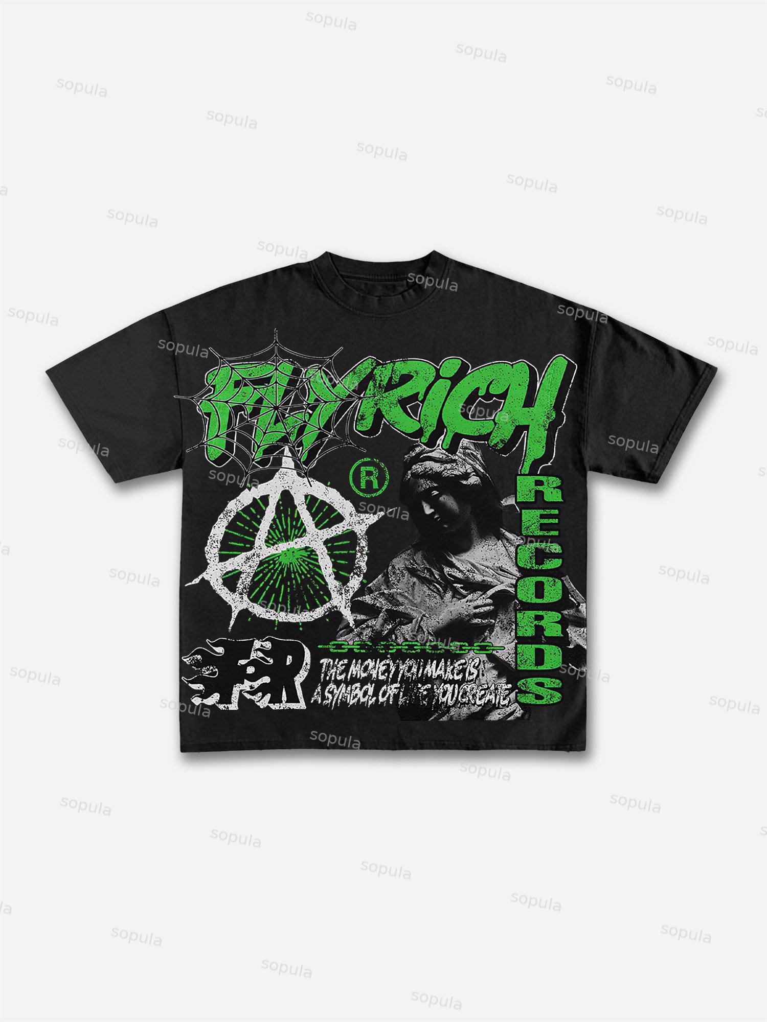 Y2k Vintage Flyrich 2019 World Graphic Cotton T-Shirt