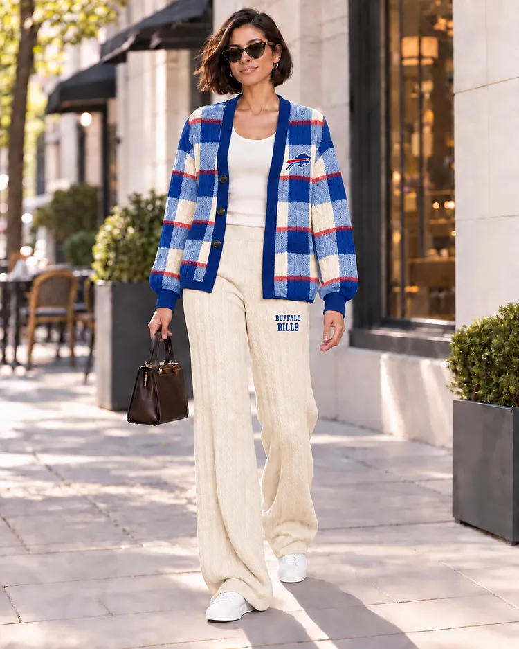 Buffalo Bills Women's Game Day Cable-Knit Cardigan & Wide-Leg Pants Set