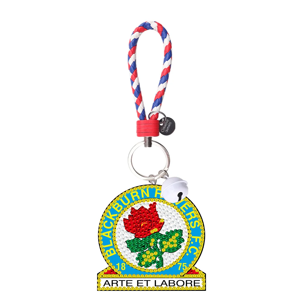 5D DIY Blackburn Rovers FC Double Sided Full Drill Keyring Diamond Keychains Pendant