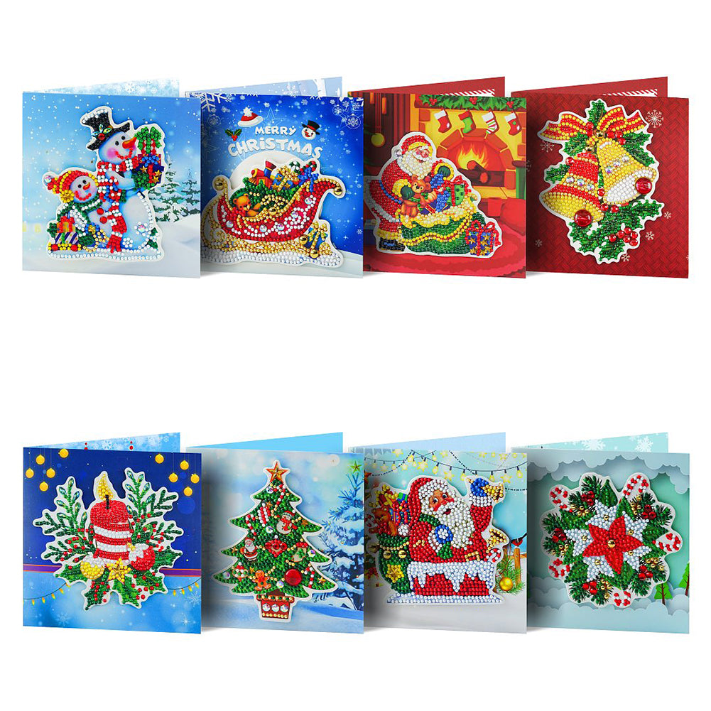 8pcs DIY Greeting Card Special-shaped Diamond Painting Christmas Postcards gbfke