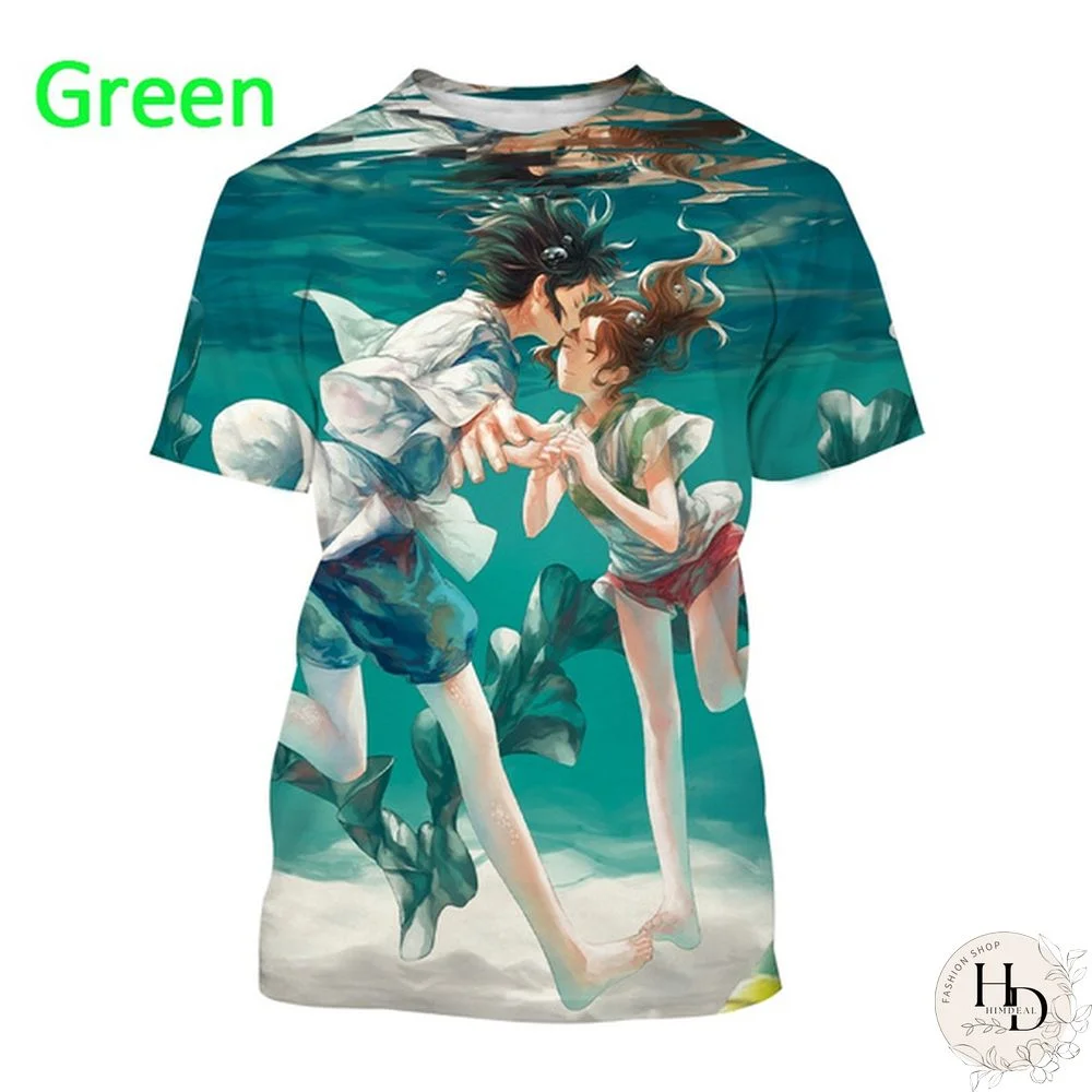 Summer New Unisex 3D Printing Classic Japanese Anime Spirited Away T-shirt Fashion Personality Harajuku Cosplay Casual Round Neck Short-sleeved T-shirt Top