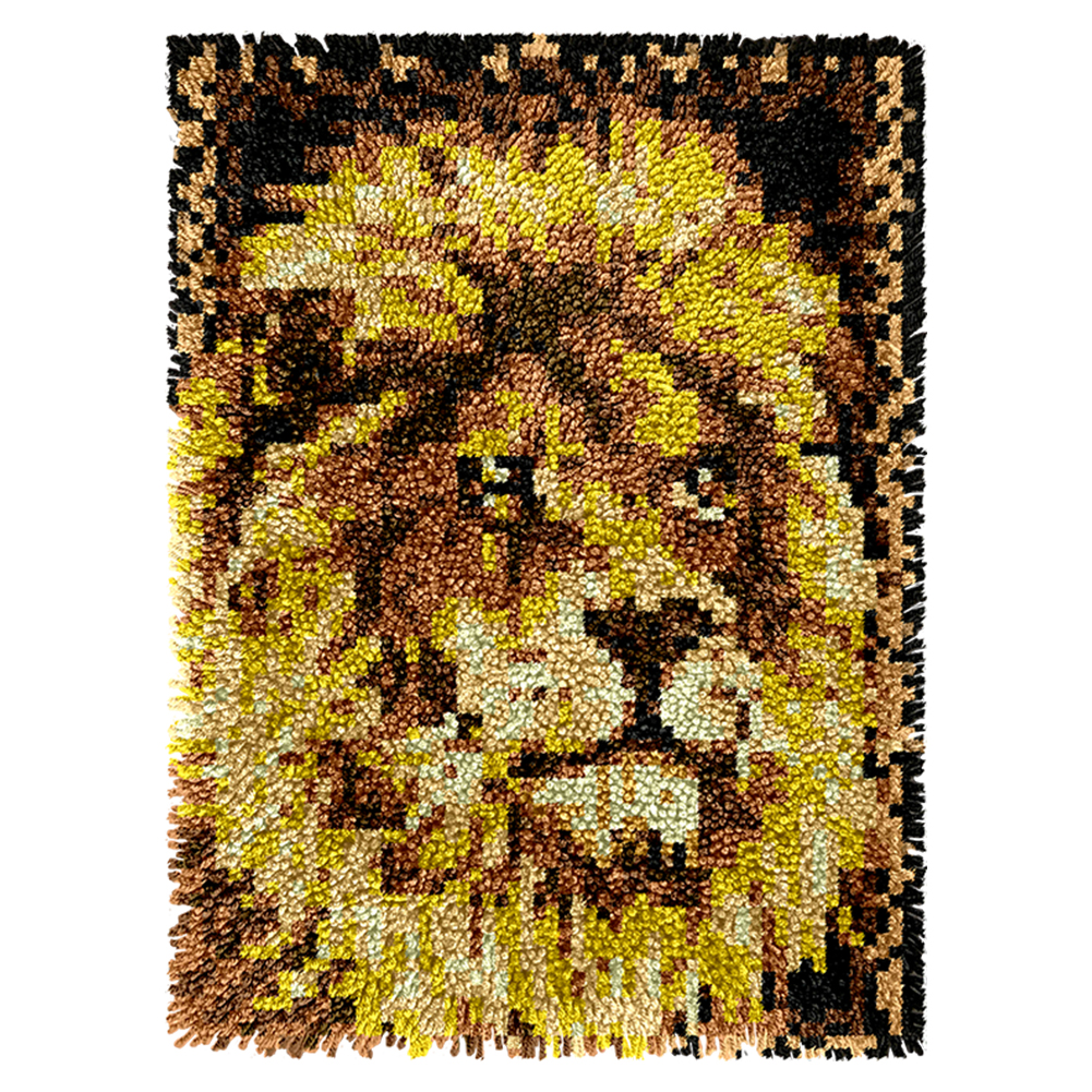 52x38cm Lion DIY Latch Hook Floor Mat Embroidery Latch Hook Carpet for Adults