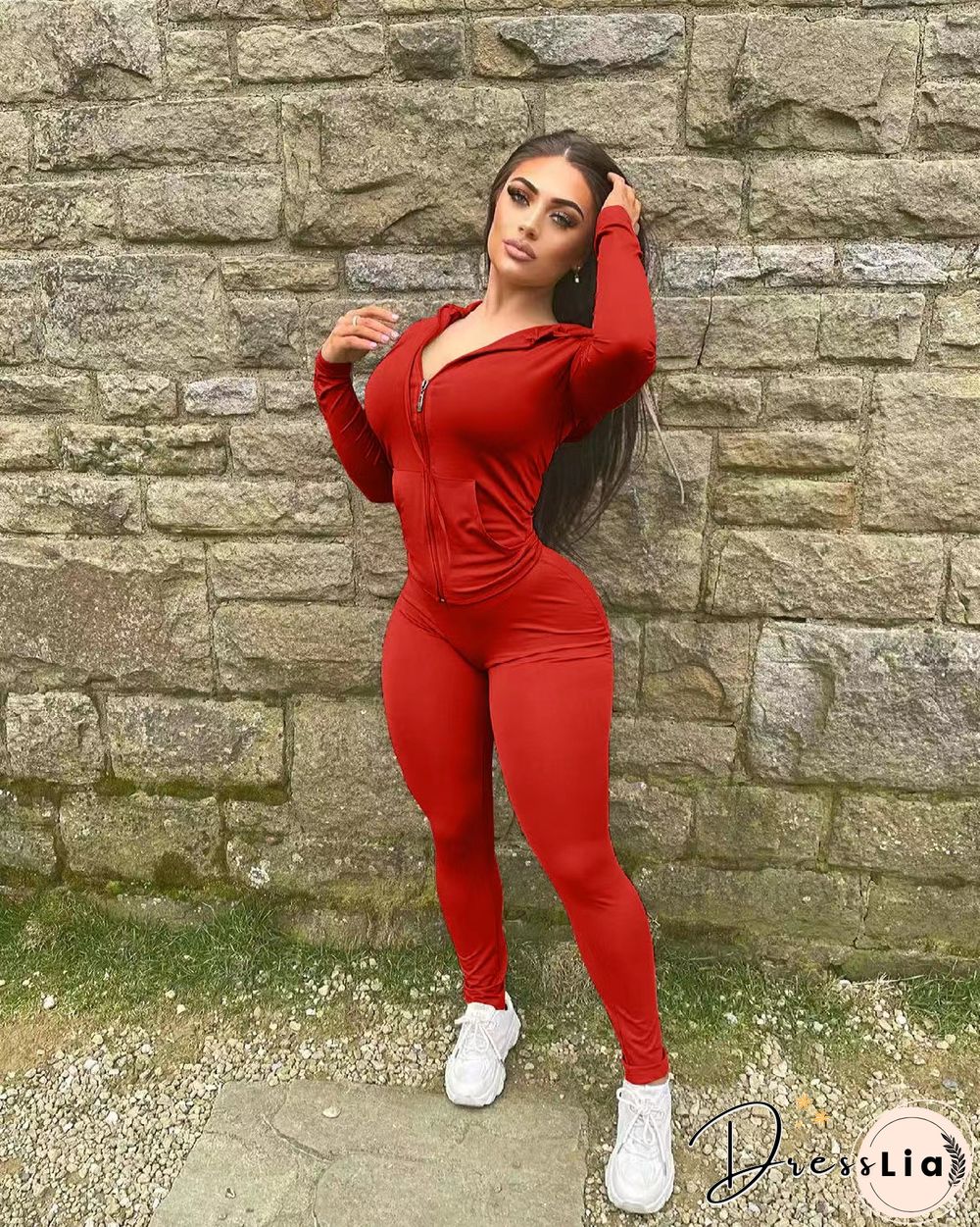 Zipper Hooded Sweatshirts Pants Joggers 2 Piece Suit