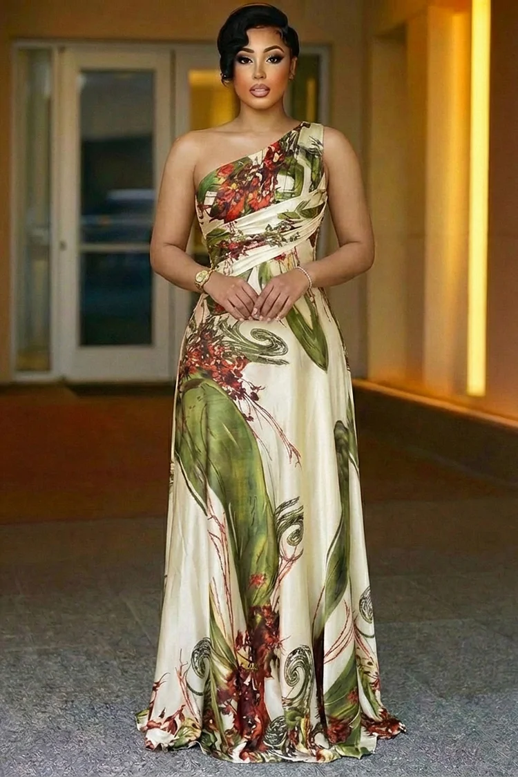 one shoulder maxi dress green Tatiana Velvet One Shoulder Maxi Dress | Sage