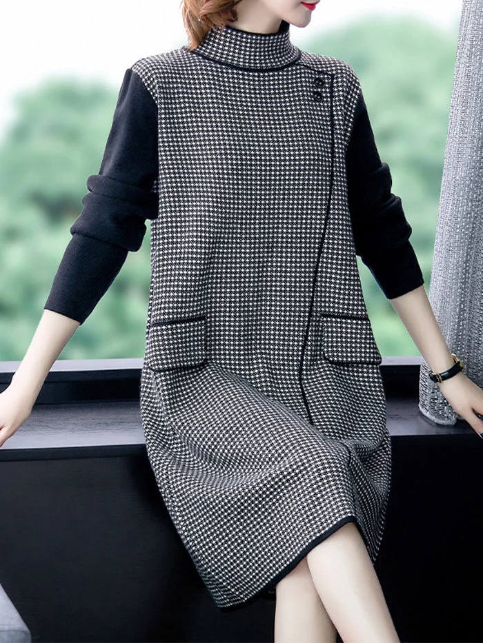 Knitted Dress with Over-the-knee Wool