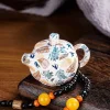 Windproof Pink Flame Blue And White Porcelain Handle Teapot Lighter Decompression Rotation