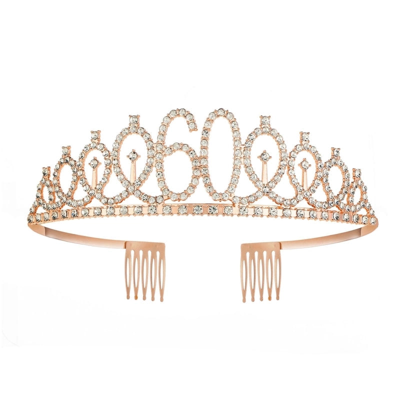 Women’s IG Style Shiny Number Crown Alloy Hollow Out Inlay Rhinestones Crown