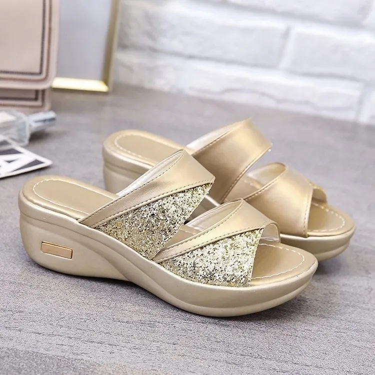 Yyvonne Slopes And Cold Slippers Women's Summer New Squint Fish Mouth Thick Bottom Wearing Slippers