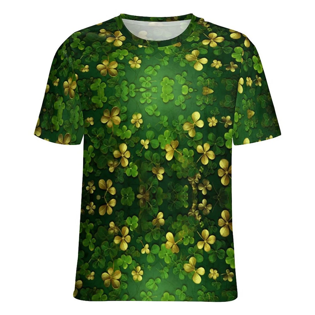 Full Printed Unisex Short Sleeve T-shirt for Men and Women Pattern Happy St Patrick S Day,Green