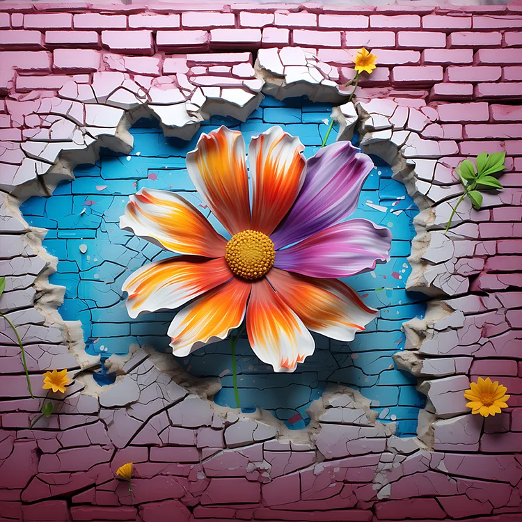 Flowers Bursting Through The Wall 30*30CM(Canvas) Full Round Drill Diamond Painting gbfke