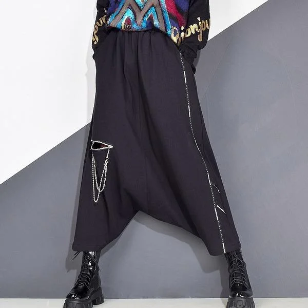 Winter Tide Fashion New Flat Style Elastic Waist Personality Loose Solid Color