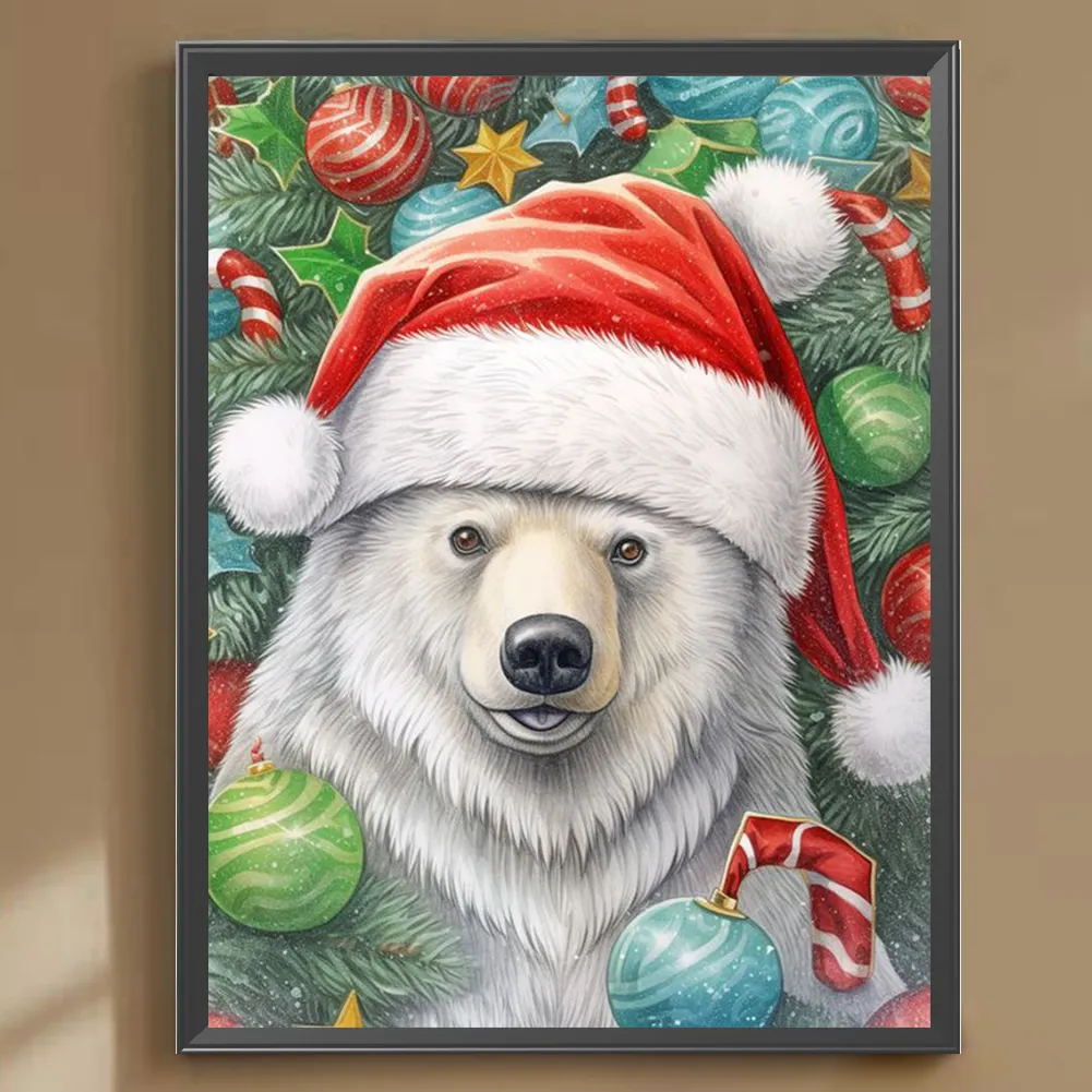 Partial AB Diamond Painting - Full Square Drill - Xmas Bear(Canvas|35*45cm)
