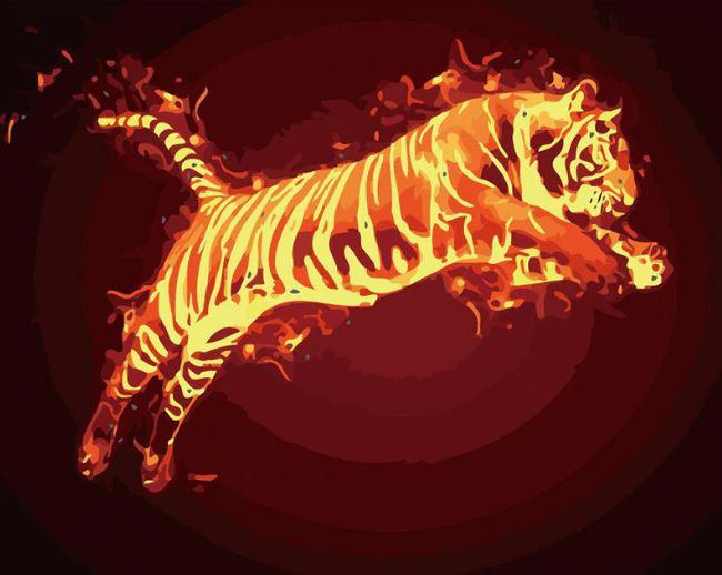 

Flame Tiger Fire – Paint By Numbers - 40*50CM, 501 Original