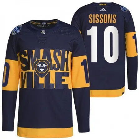 Men's Nashville Predators #10 Colton Sissons 2022 Navy Stadium Series  Player Stitched Jersey