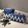 Morocco Style Plush Tassels Home Living Blue Sofa Cushion Pillow Cover