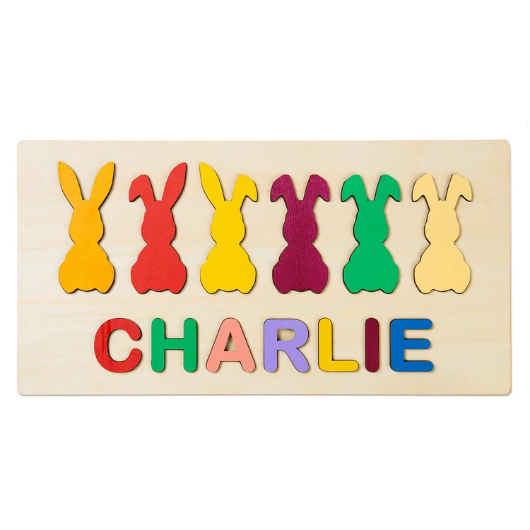 Puzzles bébé nom personnalisé avec lapin Jouets d'apprentissage précoce Jessemade FR