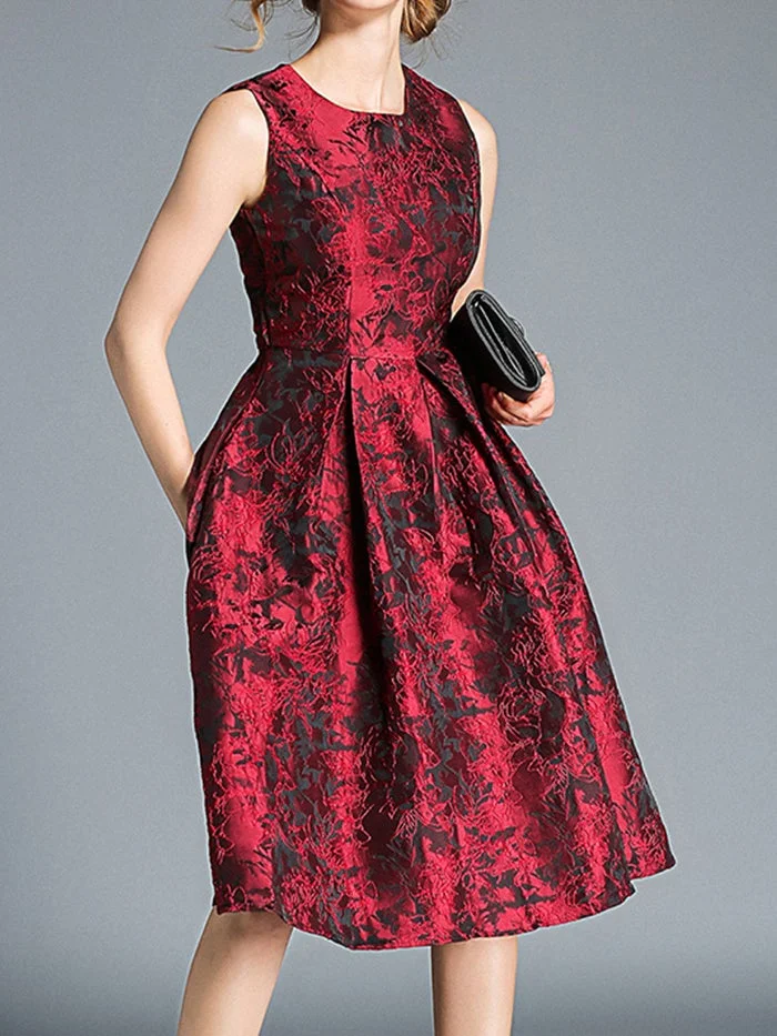 Fashion Sleeveless Vest Jacquard Dress
