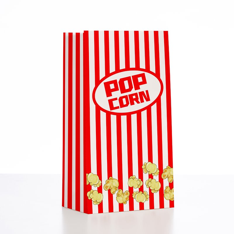Custom White Popcorn Bags - 5.1" x 3.15" x 9.45"