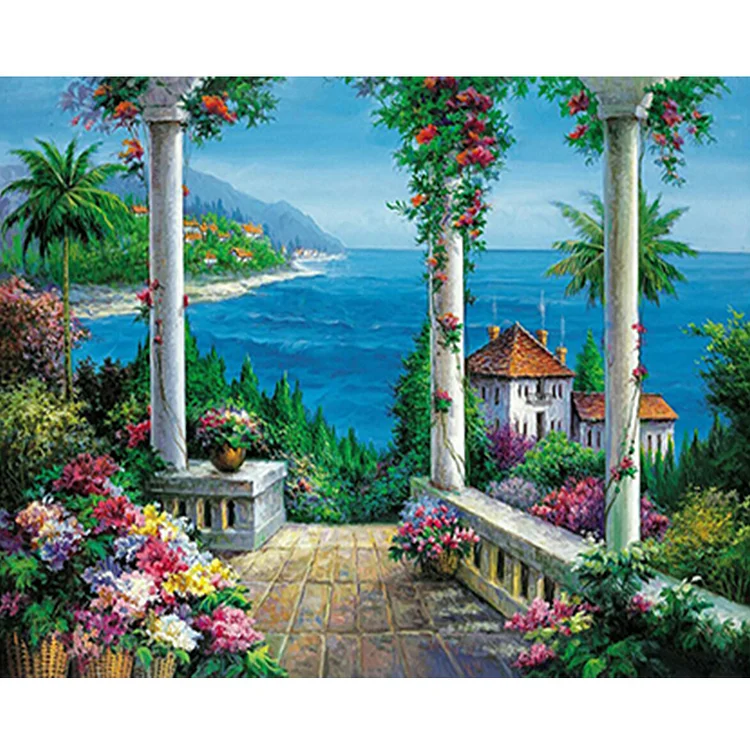 Ocean View Cottage - Painting By Numbers - 50*40CM gbfke