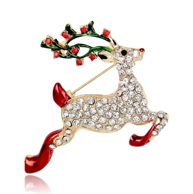 Fashion Pin Santa Claus Star Elk Alloy Plating Rhinestones Women’S Brooches